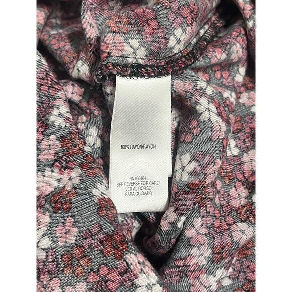 Sandra Darren Women's Red Pink Floral Blouson Drawstring Above Knee Dress 16 - Picture 4 of 4